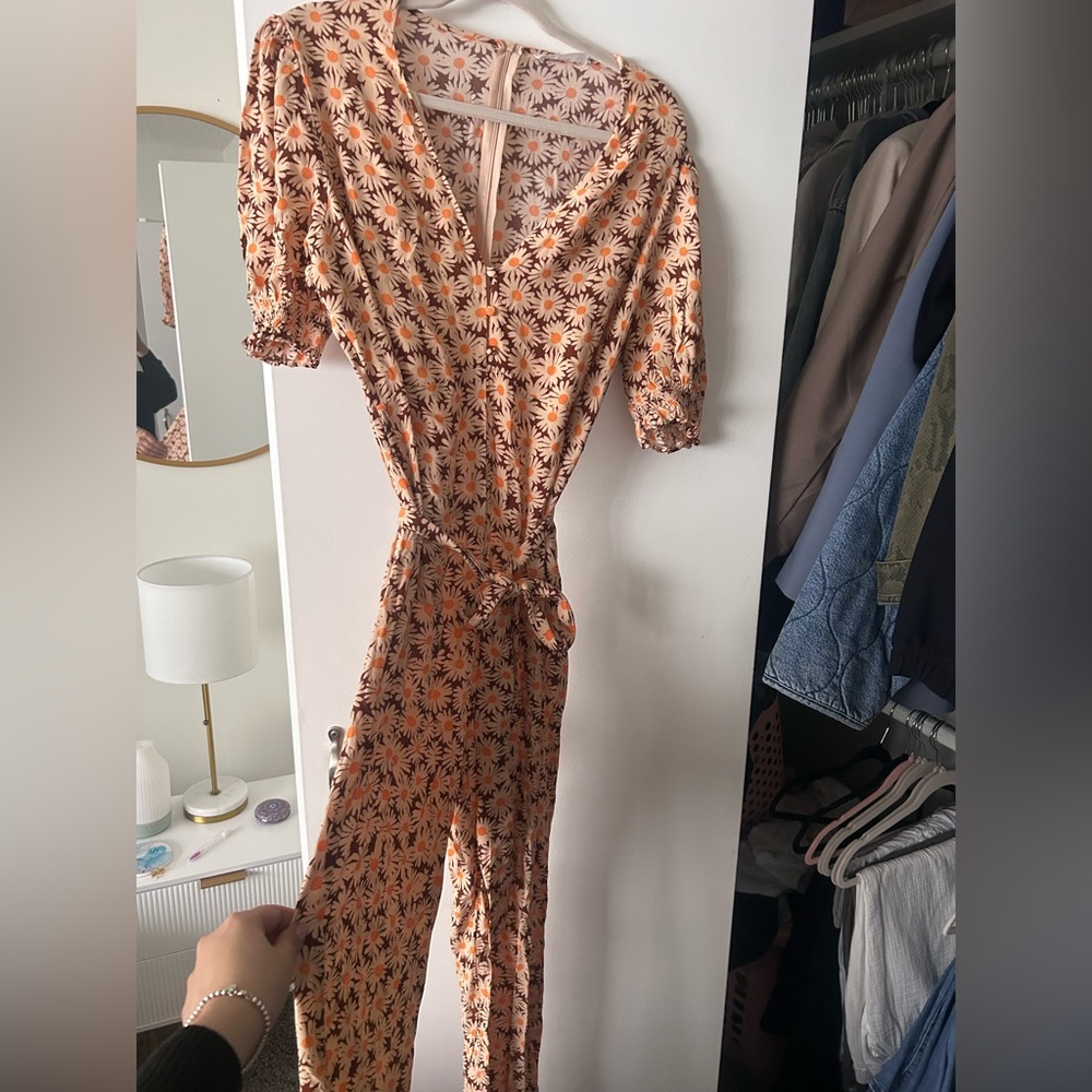 Mango Floral Print Dress in Orange and Black